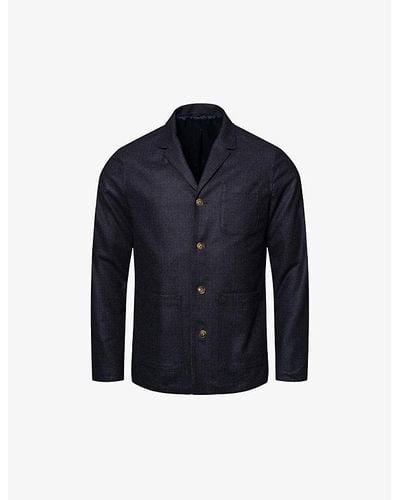 Eton Regular-fit Wool And Cashmere-blend Overshirt - Blue