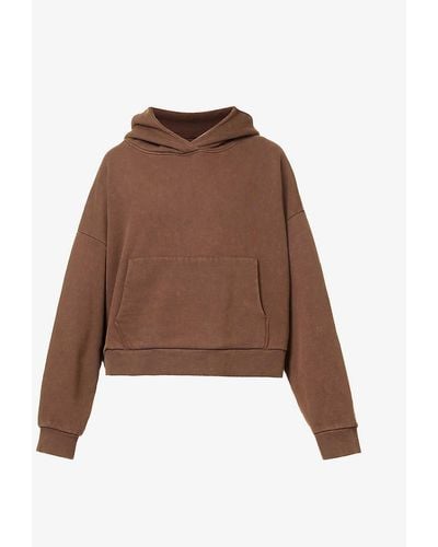 Entire studios Boxy-fit Faded-wash Cotton-jersey Hoody X - Brown