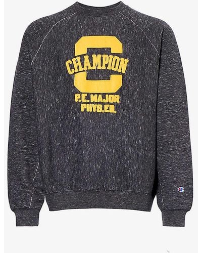 Champion Brand-appliqué Regular-fit Cotton-blend Sweatshirt - Blue