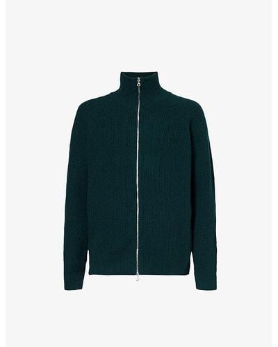 John Smedley High-neck Zipped Recycled-cashmere And Wool Jacket X - Green