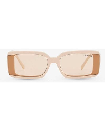 Tiffany & Co. Tf4197 Rectangle-frame Cut-out Acetate Sunglasses - Natural