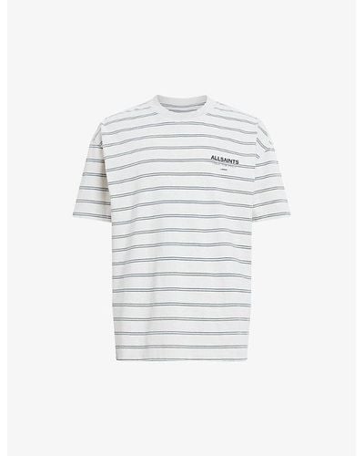 AllSaints Underground Striped Over-sized Organic-cotton T-shirt X - White