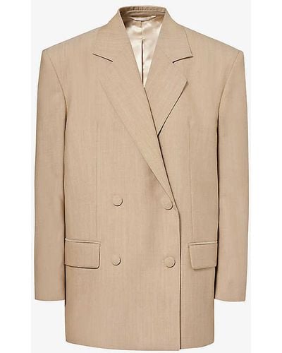 Givenchy Double-breasted Notched-lapel Wool Blazer - Natural