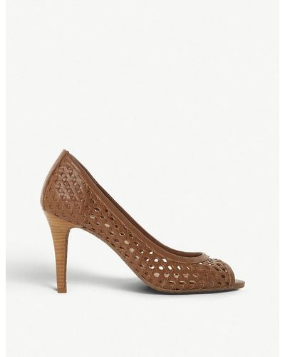 Dune Carding Peep Toe Woven Shoes - Brown