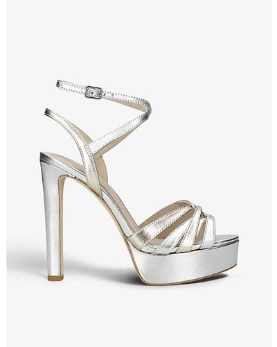 PAIGE Charlee Strappy Metallic Leather Sandals - White