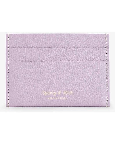 Sporty & Rich Foiled-logo Grained-leather Card Holder - Purple