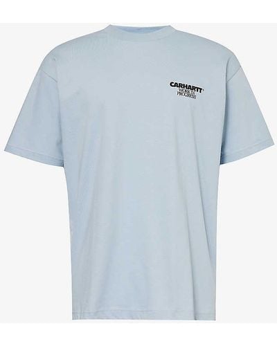 Carhartt Ducks Brand-print Organic Cotton-jersey T-shirt - Blue
