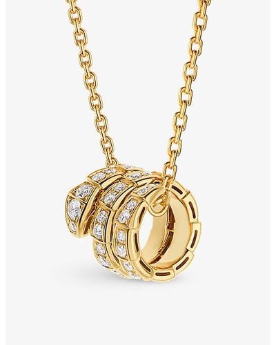 BVLGARI Serpenti Viper 18ct -gold And 0.63ct Round-cut Diamond Pendant Necklace - Metallic