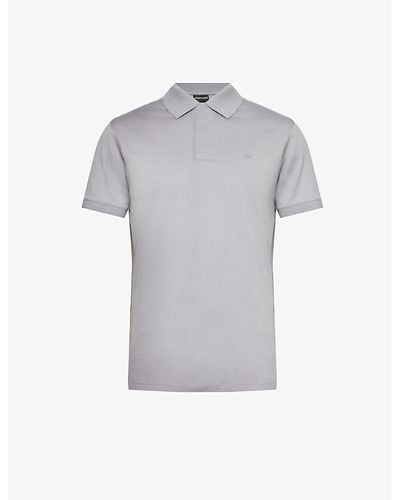 Emporio Armani Logo-embossed Regular-fit Cotton-jersey Polo Shirt - Grey