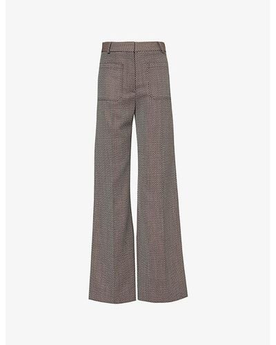 Victoria Beckham Alina Wide-leg High-rise Wool Pants - Gray