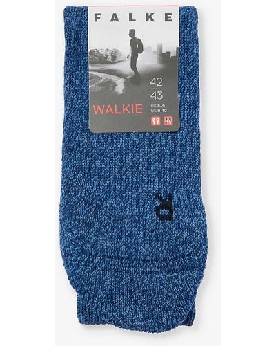FALKE Walkie Ergo Ribbed Stretch-wool Blend Socks - Blue