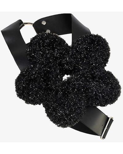 Noir Kei Ninomiya Padded Floral-embellished Faux Leather Harness - Black