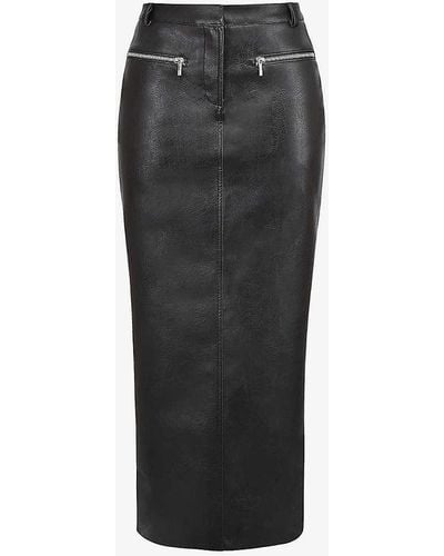 House Of Cb Tana Zip-embellished Faux-leather Maxi Skirt - Black