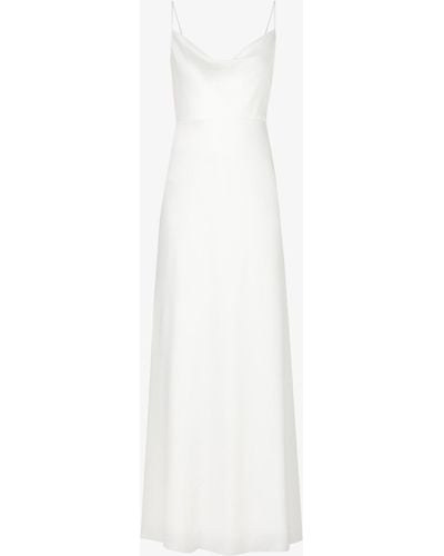 Jenny Yoo Sylvanna Cowl-neck Satin Maxi Dress - White