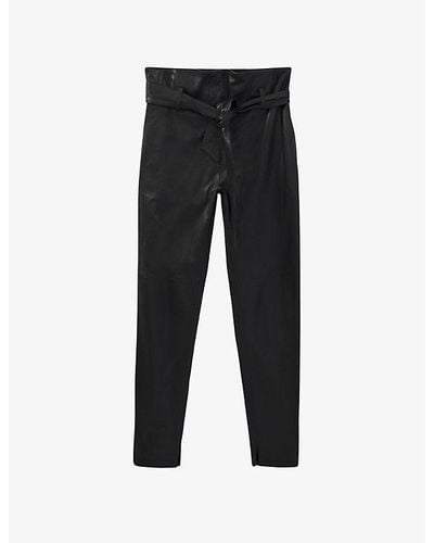 IKKS Straight-leg High-rise Leather Pants - Black