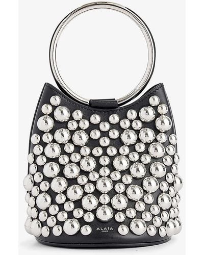 Alaïa Ring Mini Sphere-embellished Leather Bag - Black