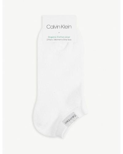 Calvin Klein Logo-embroidered Organic Cotton-blend Socks Pack Of Two - White
