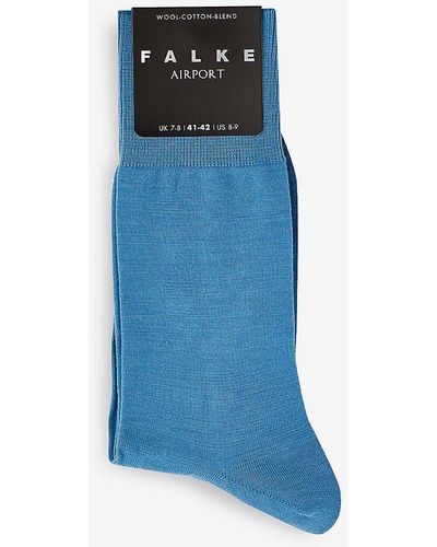 FALKE Airport Stretch-wool Blend Socks - Blue