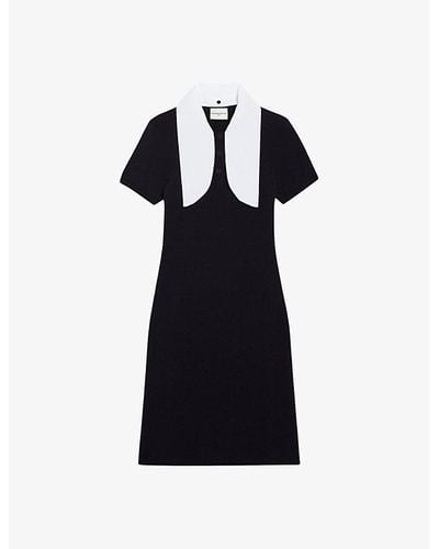 Claudie Pierlot Tie-neck Slim-fit Woven Mini Dress - Black