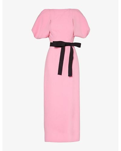 ROKSANDA Clemente Bow-embellished Woven Maxi Dress - Pink