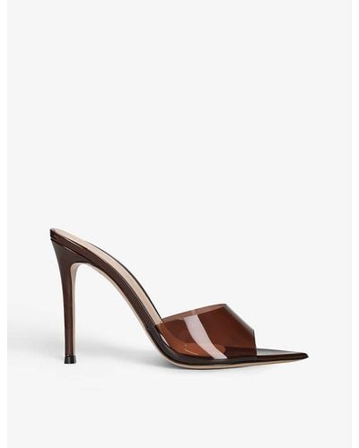 Gianvito Rossi Elle 105 Leather And Pvc Heeled Mules - Brown