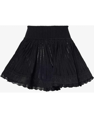 Alaïa Crinoline Mid-rise Knitted Shorts - Blue