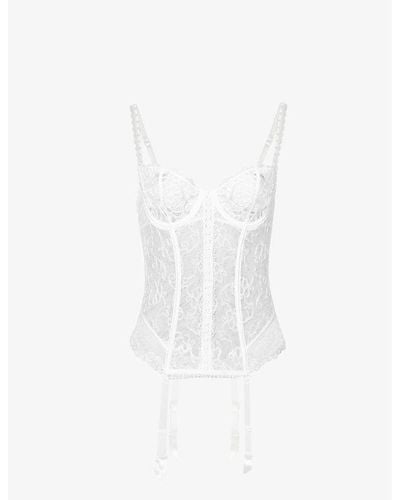 Aubade Toujours Underwired Stretch-lace Basque - White
