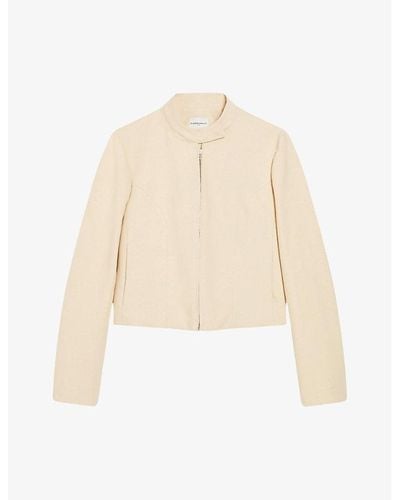 Claudie Pierlot Stand-collar Long-sleeve Cotton Jacket - Natural