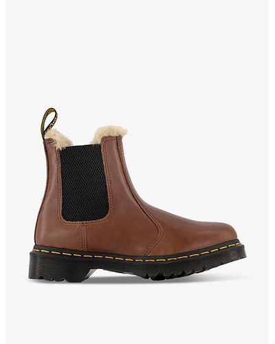Dr. Martens 2976 Leonore Faux Fur-lined Leather Boots - Brown