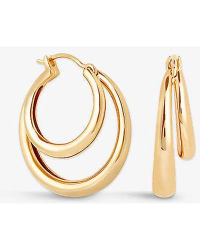 Astrid & Miyu Illusion 18ct Yellow -plated Recycled Sterling-silver Hoops - Metallic