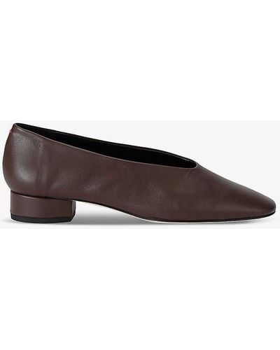 Aeyde Delia Pointed-toe Leather Heeled Courts - Brown