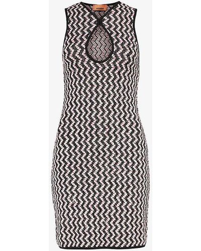 Missoni Keyhole-cut Stripe-print Knitted Mini Dress - Multicolour
