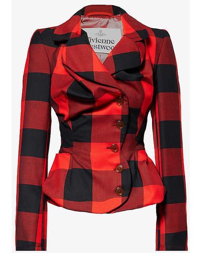 Vivienne Westwood Drunken Tailored Tartan-patterned Slim-fit Wool Blazer