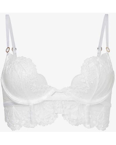 Bluebella Marisa Floral-embroidery Lace Bra - White