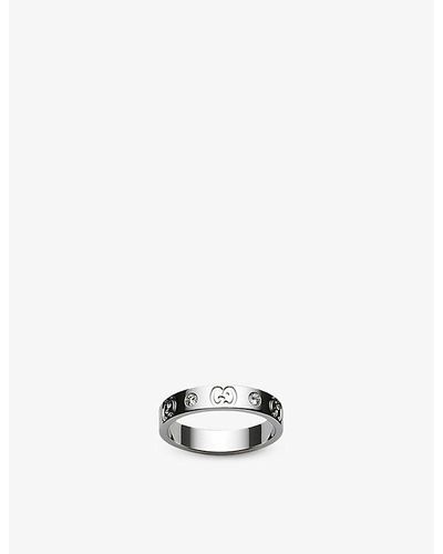 Gucci Icon 18ct White-gold And 0.15ct Diamond Ring