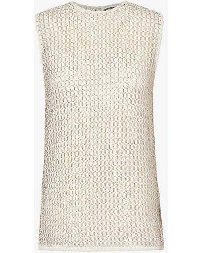 Camilla & Marc Alabastar Crochet-pattern Cotton Top - White