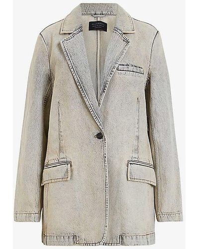 AllSaints Ever Relaxed-fit Single-breasted Denim Blazer - White