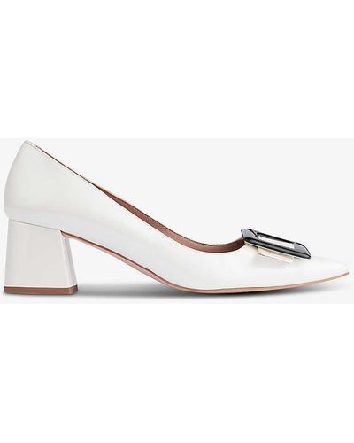 LK Bennett Tia Buckle-embellished Heeled Patent-leather Court Shoes - White