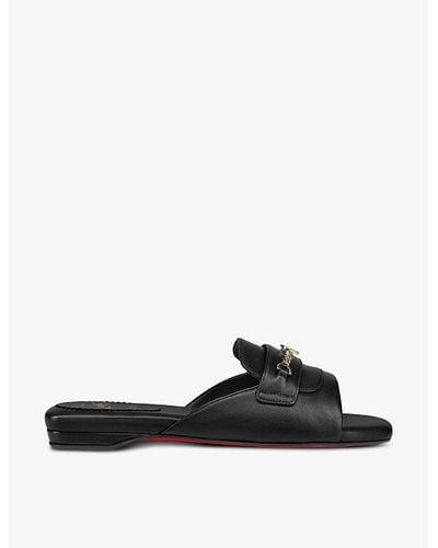 Christian Louboutin Miss Mj Chain-embellished Leather Mules - Black