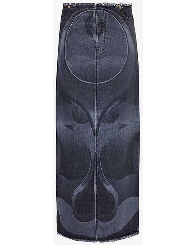 Conner Ives The Ghulam Maxi Denim Skirt in Black | Lyst UK 