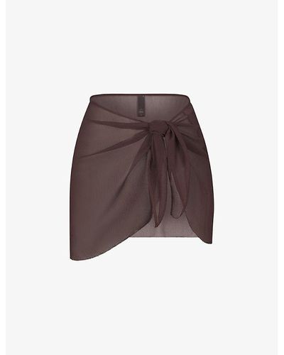 Skims Semi-sheer Chiffon Silk Skirt X - Brown