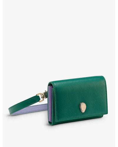 BVLGARI Serpenti Forever Leather Card Holder - Green