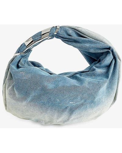 DIESEL Grab-d Silver-toned Clasp Hobo Bag - Blue