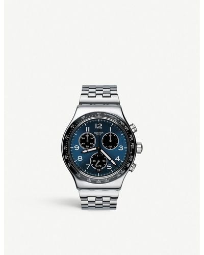 Swatch Yvs423g Boxengasse Stainless Steel Watch - Blue