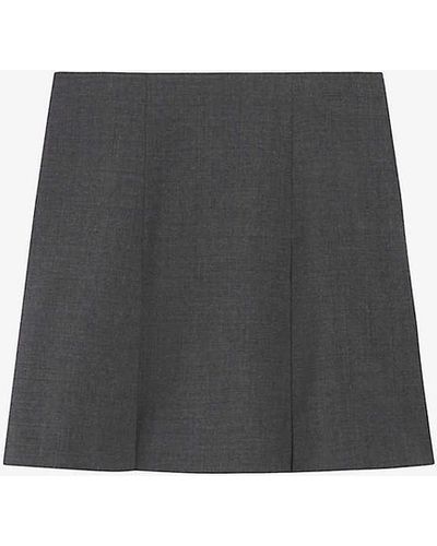 Claudie Pierlot Sarah High-rise Flared Wool-blend Mini Skirt - Black