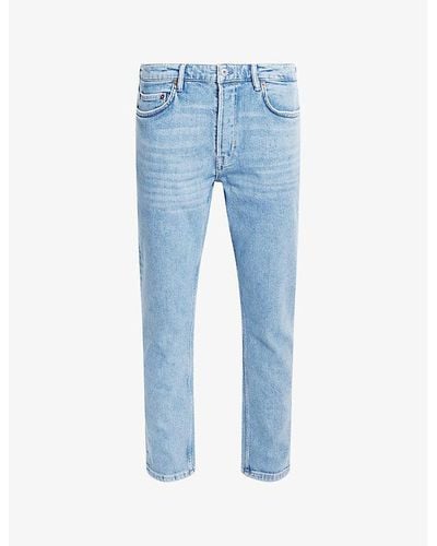 AllSaints Dean Slim-fit Cropped Stretch-denim Jeans - Blue