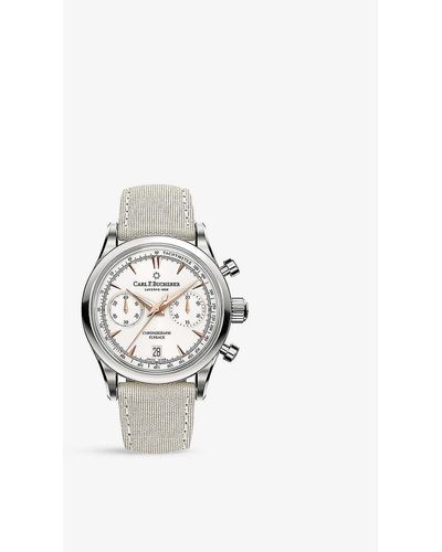 Carl F. Bucherer 00.10927.08.13.01 Manero Flyback Stainless-steel And Woven Automatic Watch - White
