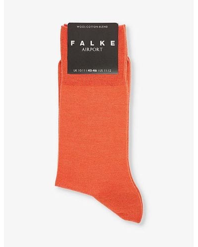 FALKE Airport Logo-print Wool-blend Knitted Socks - Red