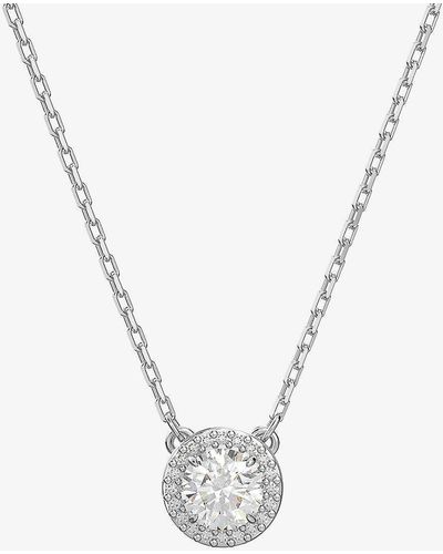 Swarovski Constella Rhodium-plated And Zirconia Pendant Necklace - White