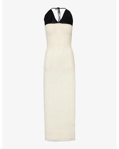 4th & Reckless Orchid Corsage-embellished Cotton-blend Crochet Maxi Dress - White